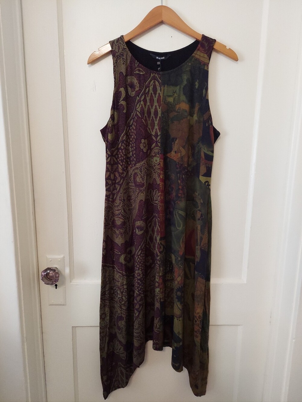 Desigual Midi Dress Womens XLarge Floral festival Asymmetrical hem
